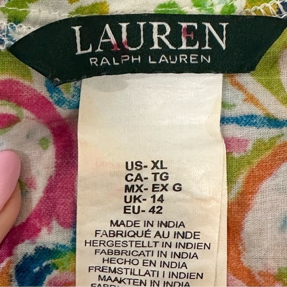 Ralph Lauren Swim Coverup Paisley Watercolor Pink Blue Green V neck - Picture 7 of 8